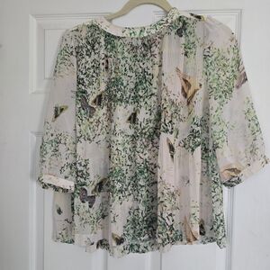 Ted Baker Green and Cream Floral Blouse